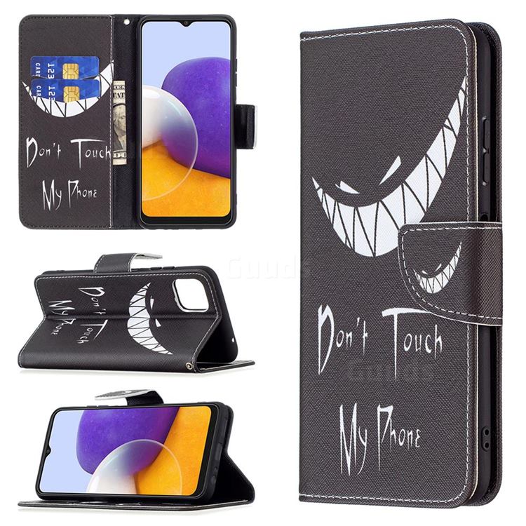 Crooked Grin Leather Wallet Case for Samsung Galaxy A22 5G