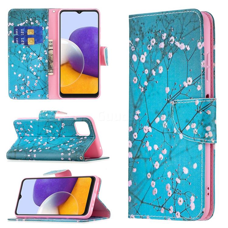 Blue Plum Leather Wallet Case for Samsung Galaxy A22 5G