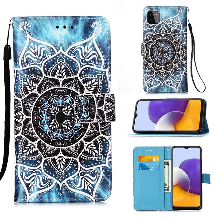 Underwater Mandala Matte Leather Wallet Phone Case for Samsung Galaxy A22 5G