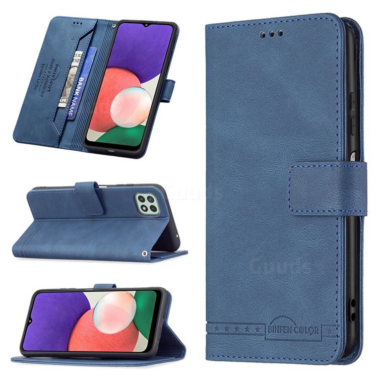 Binfen Color RFID Blocking Leather Wallet Case for Samsung Galaxy A22 5G - Blue