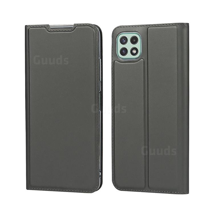 Ultra Slim Card Magnetic Automatic Suction Leather Wallet Case for Samsung Galaxy A22 5G - Star Grey