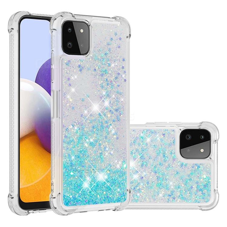 Dynamic Liquid Glitter Sand Quicksand TPU Case for Samsung Galaxy A22 5G - Silver Blue Star