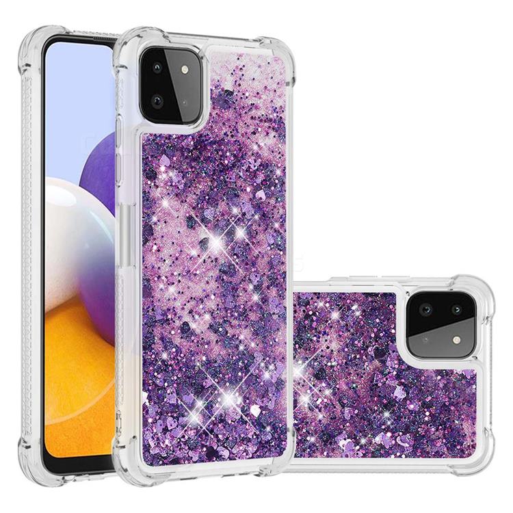 Dynamic Liquid Glitter Sand Quicksand Star TPU Case for Samsung Galaxy A22 5G - Purple