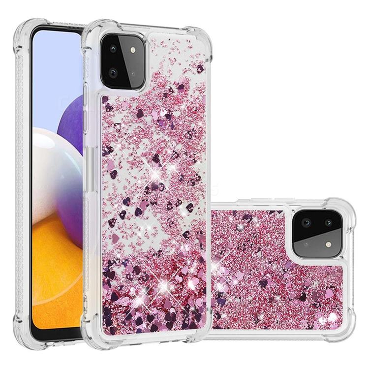 Dynamic Liquid Glitter Sand Quicksand Star TPU Case for Samsung Galaxy A22 5G - Diamond Rose