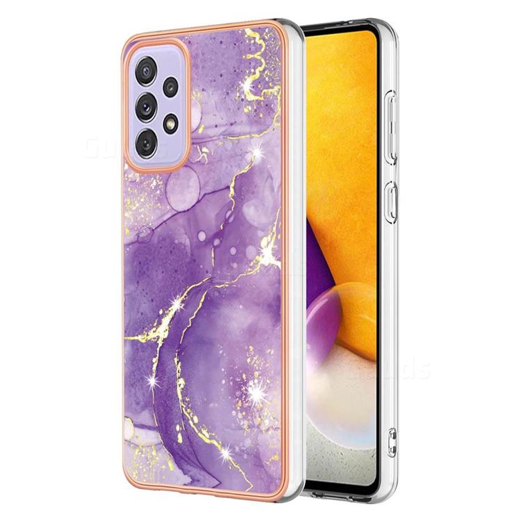 Fashion Purple Electroplated Gold Frame 2.0 Thickness Plating Marble IMD Soft Back Cover for Samsung Galaxy A23