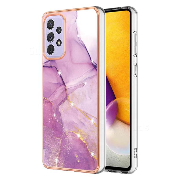 Dream Violet Electroplated Gold Frame 2.0 Thickness Plating Marble IMD Soft Back Cover for Samsung Galaxy A23