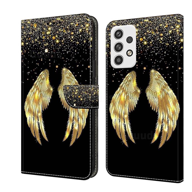 Golden Angel Wings Crystal PU Leather Protective Wallet Case Cover for Samsung Galaxy A23