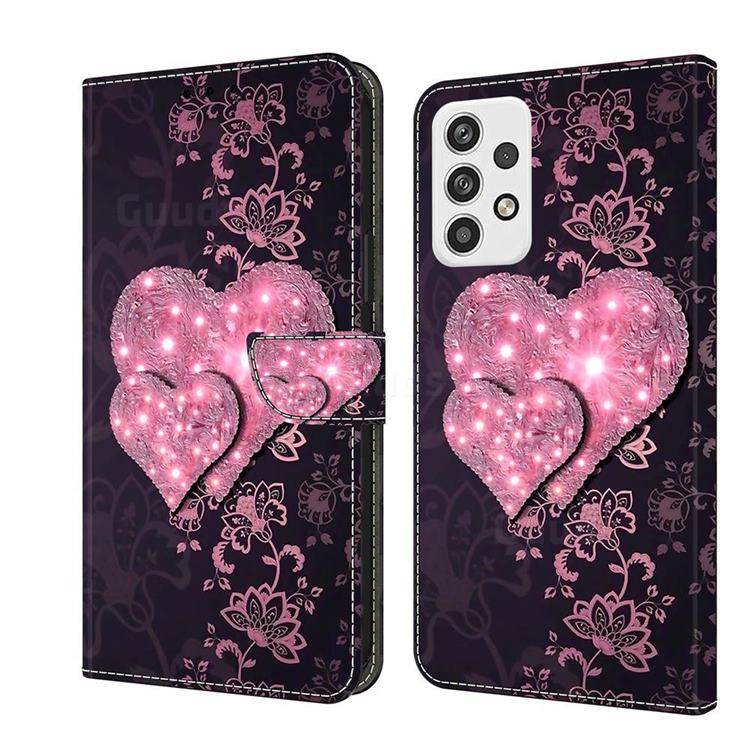Lace Heart Crystal PU Leather Protective Wallet Case Cover for Samsung Galaxy A23