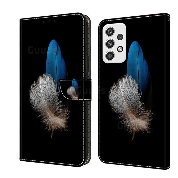 White Blue Feathers Crystal PU Leather Protective Wallet Case Cover for Samsung Galaxy A23