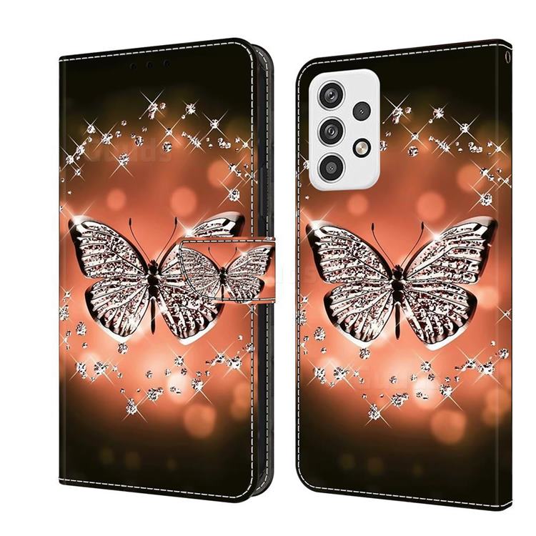 Crystal Butterfly Crystal PU Leather Protective Wallet Case Cover for Samsung Galaxy A23