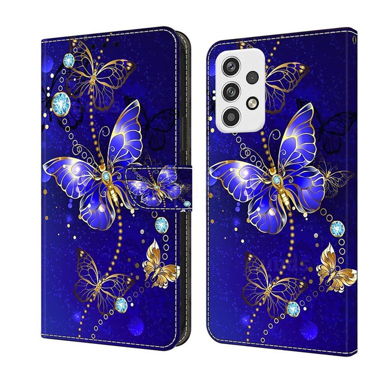 Blue Diamond Butterfly Crystal PU Leather Protective Wallet Case Cover for Samsung Galaxy A23