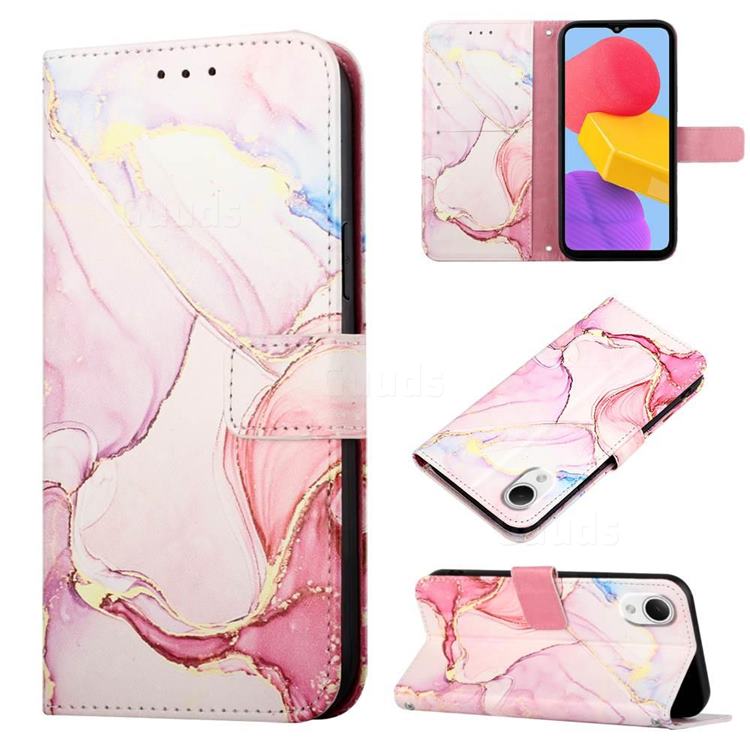 Rose Gold Marble Leather Wallet Protective Case for Samsung Galaxy A23E