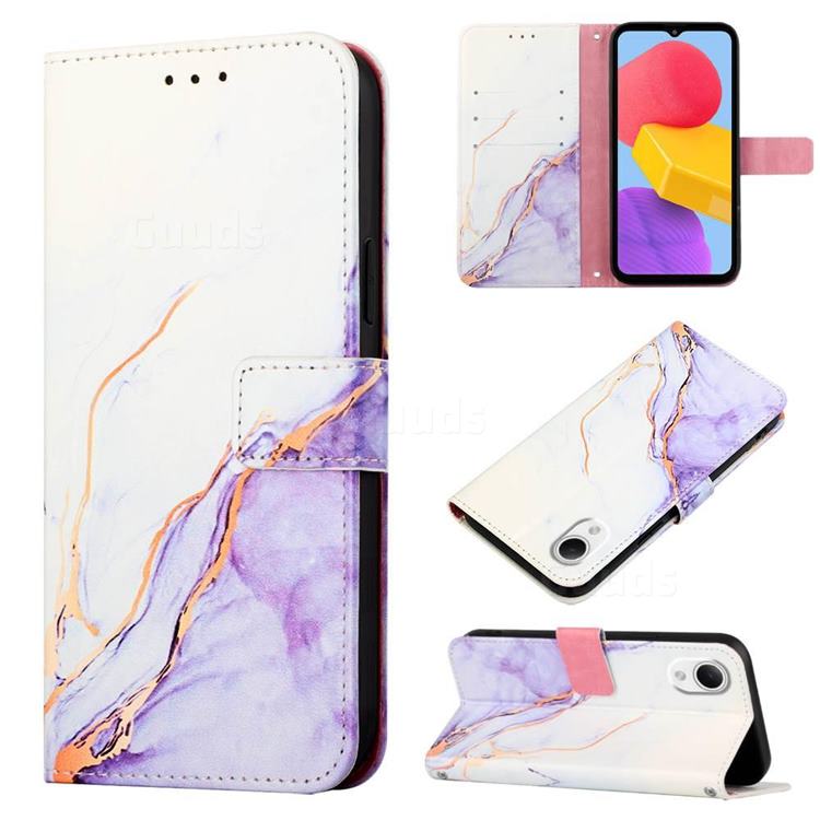 Purple White Marble Leather Wallet Protective Case for Samsung Galaxy A23E
