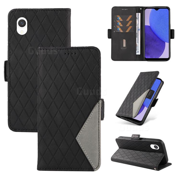 Grid Pattern Splicing Protective Wallet Case Cover for Samsung Galaxy A23E - Black
