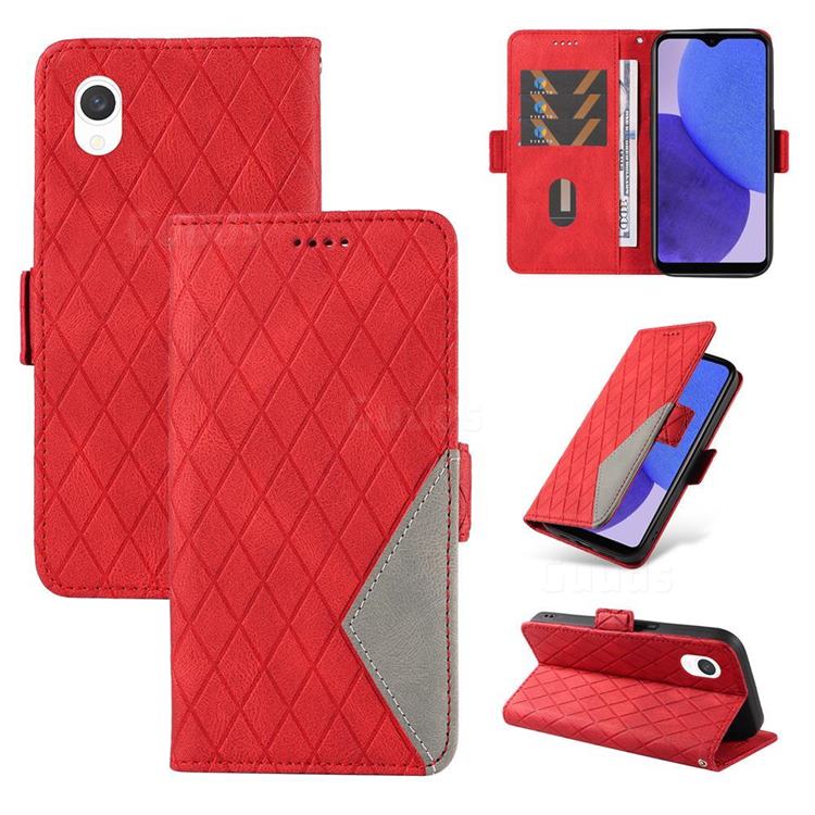 Grid Pattern Splicing Protective Wallet Case Cover for Samsung Galaxy A23E - Red
