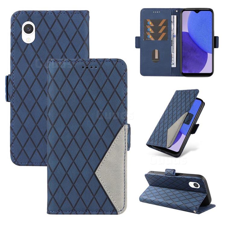 Grid Pattern Splicing Protective Wallet Case Cover for Samsung Galaxy A23E - Blue