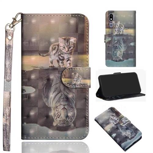 Tiger and Cat 3D Painted Leather Wallet Case for Samsung Galaxy A2 Core