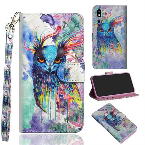 Watercolor Owl 3D Painted Leather Wallet Case for Samsung Galaxy A2 Core