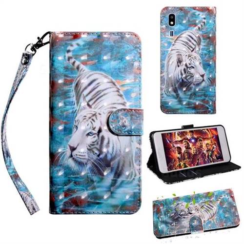 White Tiger 3D Painted Leather Wallet Case for Samsung Galaxy A2 Core