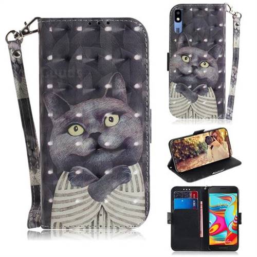 Cat Embrace 3D Painted Leather Wallet Phone Case for Samsung Galaxy A2 Core