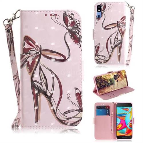 Butterfly High Heels 3D Painted Leather Wallet Phone Case for Samsung Galaxy A2 Core