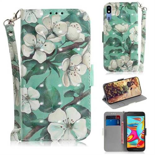 Watercolor Flower 3D Painted Leather Wallet Phone Case for Samsung Galaxy A2 Core