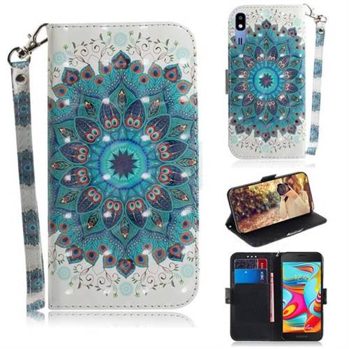 Peacock Mandala 3D Painted Leather Wallet Phone Case for Samsung Galaxy A2 Core