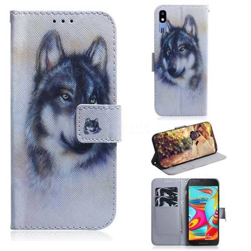 Snow Wolf PU Leather Wallet Case for Samsung Galaxy A2 Core