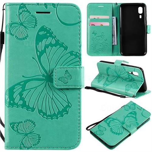 Embossing 3D Butterfly Leather Wallet Case for Samsung Galaxy A2 Core - Green