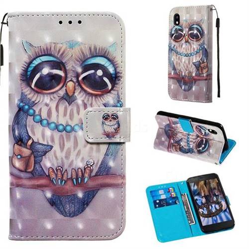 Sweet Gray Owl 3D Painted Leather Wallet Case for Samsung Galaxy A2 Core