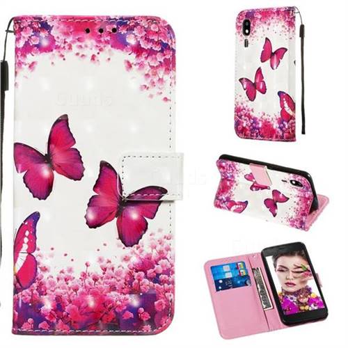 Rose Butterfly 3D Painted Leather Wallet Case for Samsung Galaxy A2 Core