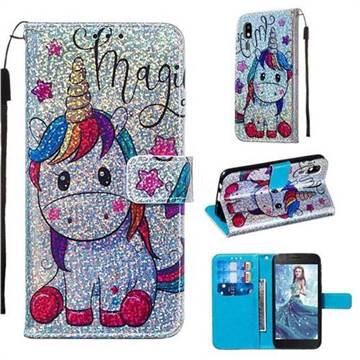 Star Unicorn Sequins Painted Leather Wallet Case for Samsung Galaxy A2 Core