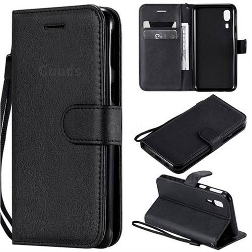 Retro Greek Classic Smooth PU Leather Wallet Phone Case for Samsung Galaxy A2 Core - Black
