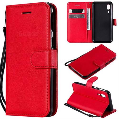 Retro Greek Classic Smooth PU Leather Wallet Phone Case for Samsung Galaxy A2 Core - Red