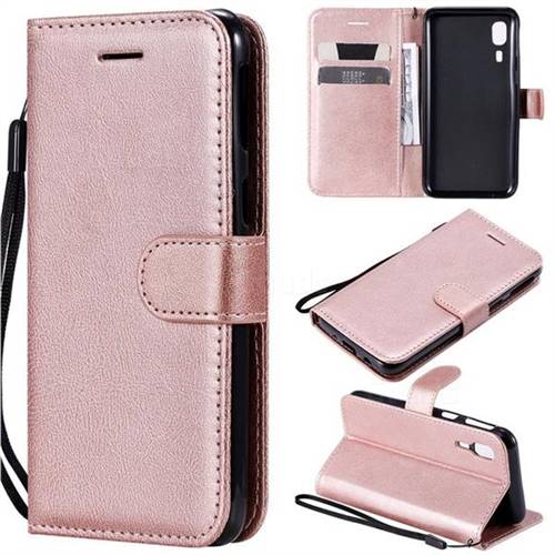 Retro Greek Classic Smooth PU Leather Wallet Phone Case for Samsung Galaxy A2 Core - Rose Gold