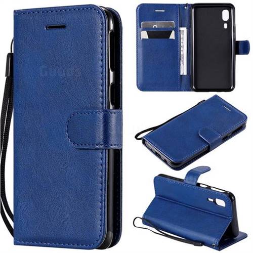 Retro Greek Classic Smooth PU Leather Wallet Phone Case for Samsung Galaxy A2 Core - Blue