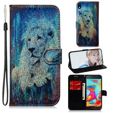 White Lion Laser Shining Leather Wallet Phone Case for Samsung Galaxy A2 Core