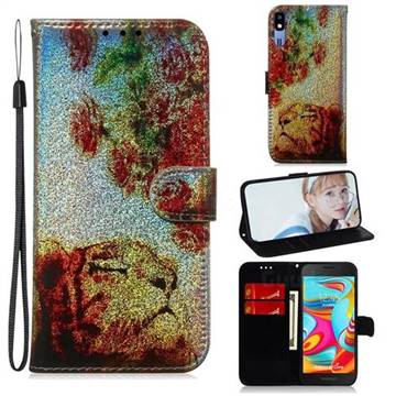 Tiger Rose Laser Shining Leather Wallet Phone Case for Samsung Galaxy A2 Core