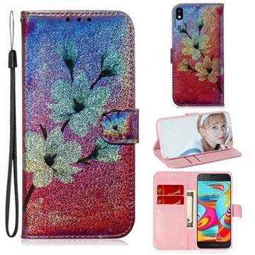 Magnolia Laser Shining Leather Wallet Phone Case for Samsung Galaxy A2 Core