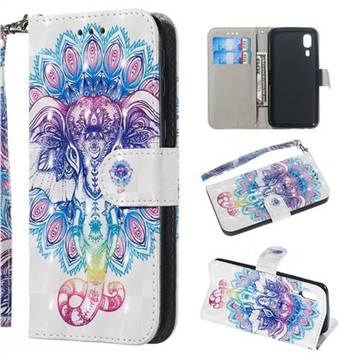 Colorful Elephant 3D Painted Leather Wallet Phone Case for Samsung Galaxy A2 Core