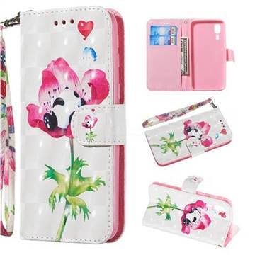 Flower Panda 3D Painted Leather Wallet Phone Case for Samsung Galaxy A2 Core