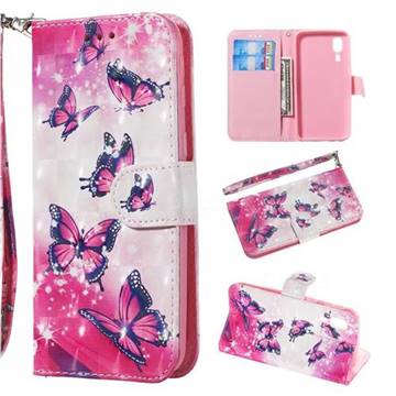 Pink Butterfly 3D Painted Leather Wallet Phone Case for Samsung Galaxy A2 Core