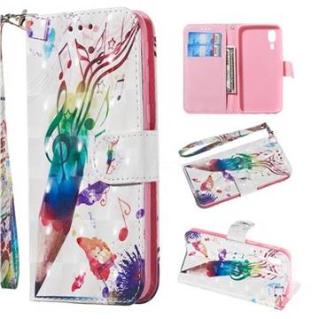 Music Pen 3D Painted Leather Wallet Phone Case for Samsung Galaxy A2 Core
