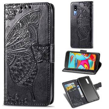 Embossing Mandala Flower Butterfly Leather Wallet Case for Samsung Galaxy A2 Core - Black