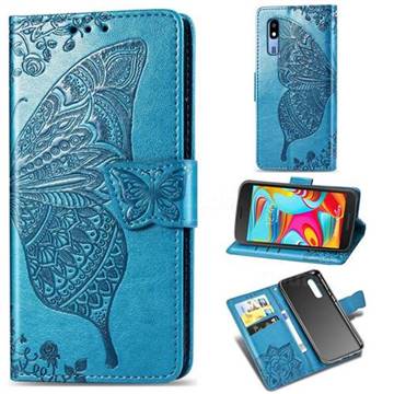 Embossing Mandala Flower Butterfly Leather Wallet Case for Samsung Galaxy A2 Core - Blue