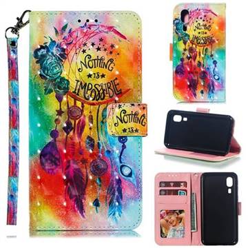 Flower Wind Chimes 3D Painted Leather Phone Wallet Case for Samsung Galaxy A2 Core