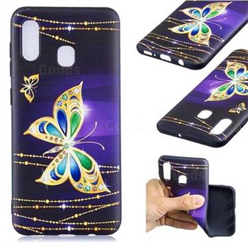 Golden Shining Butterfly 3D Embossed Relief Black Soft Back Cover for Samsung Galaxy A30