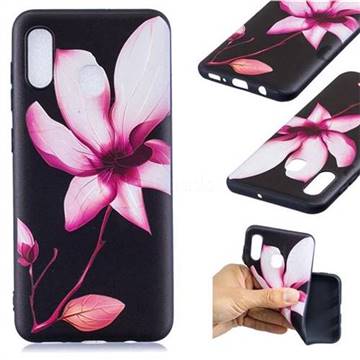 Lotus Flower 3D Embossed Relief Black Soft Back Cover for Samsung Galaxy A30