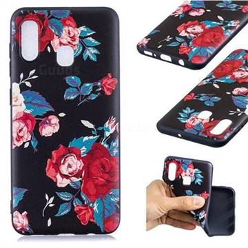 Safflower 3D Embossed Relief Black Soft Back Cover for Samsung Galaxy A30