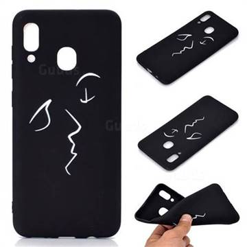 Smiley Chalk Drawing Matte Black TPU Phone Cover for Samsung Galaxy A30